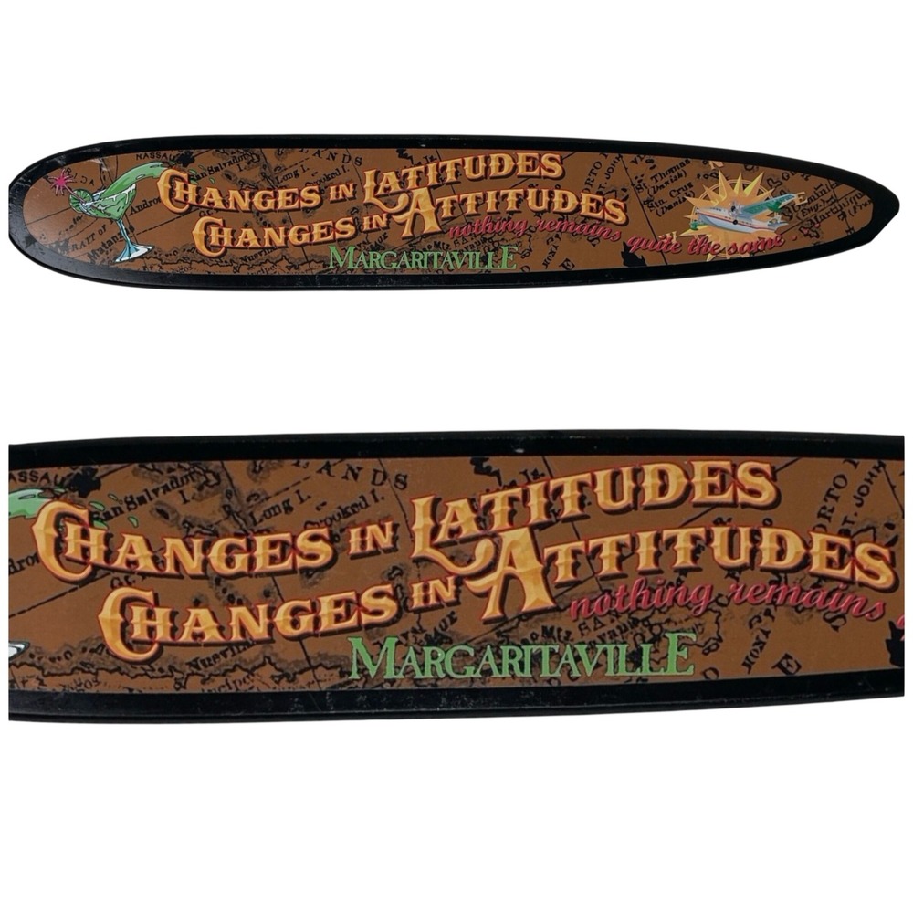 Margaritaville Changes In Latitudes Surfboard Wall Decor Sign Brown Black 23in
